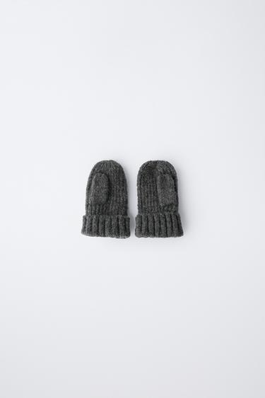 Zara KNIT MITTENS - Gray marl