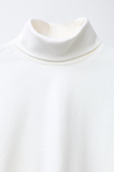 EMBROIDERED TURTLENECK T-SHIRT - Ecru by Zara - Image 2