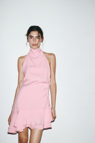 FLOWING HALTER MINI DRESS - Chalk pink by Zara