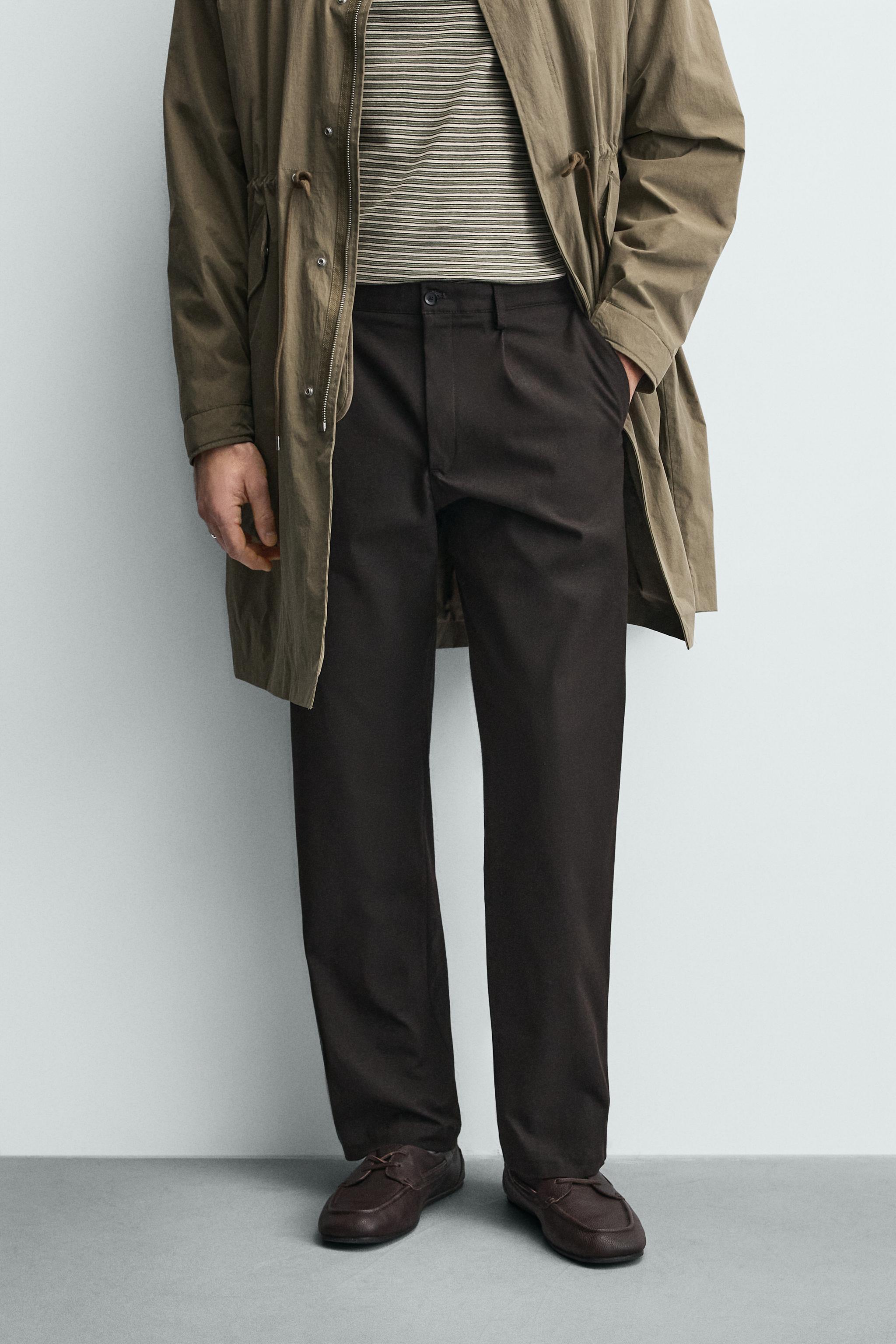 PLEATED TEXTURED PANTS — Brown (alternate view)