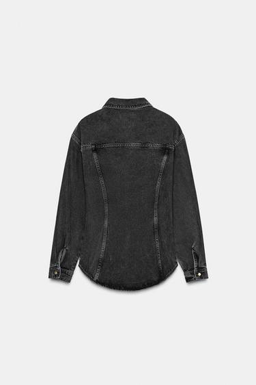 Zara Z1975 FITTED DENIM SHIRT - Black