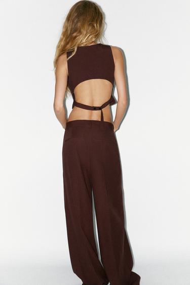 CUT-OUT BACK WAISTCOAT - Dark brown by Zara - Image 3