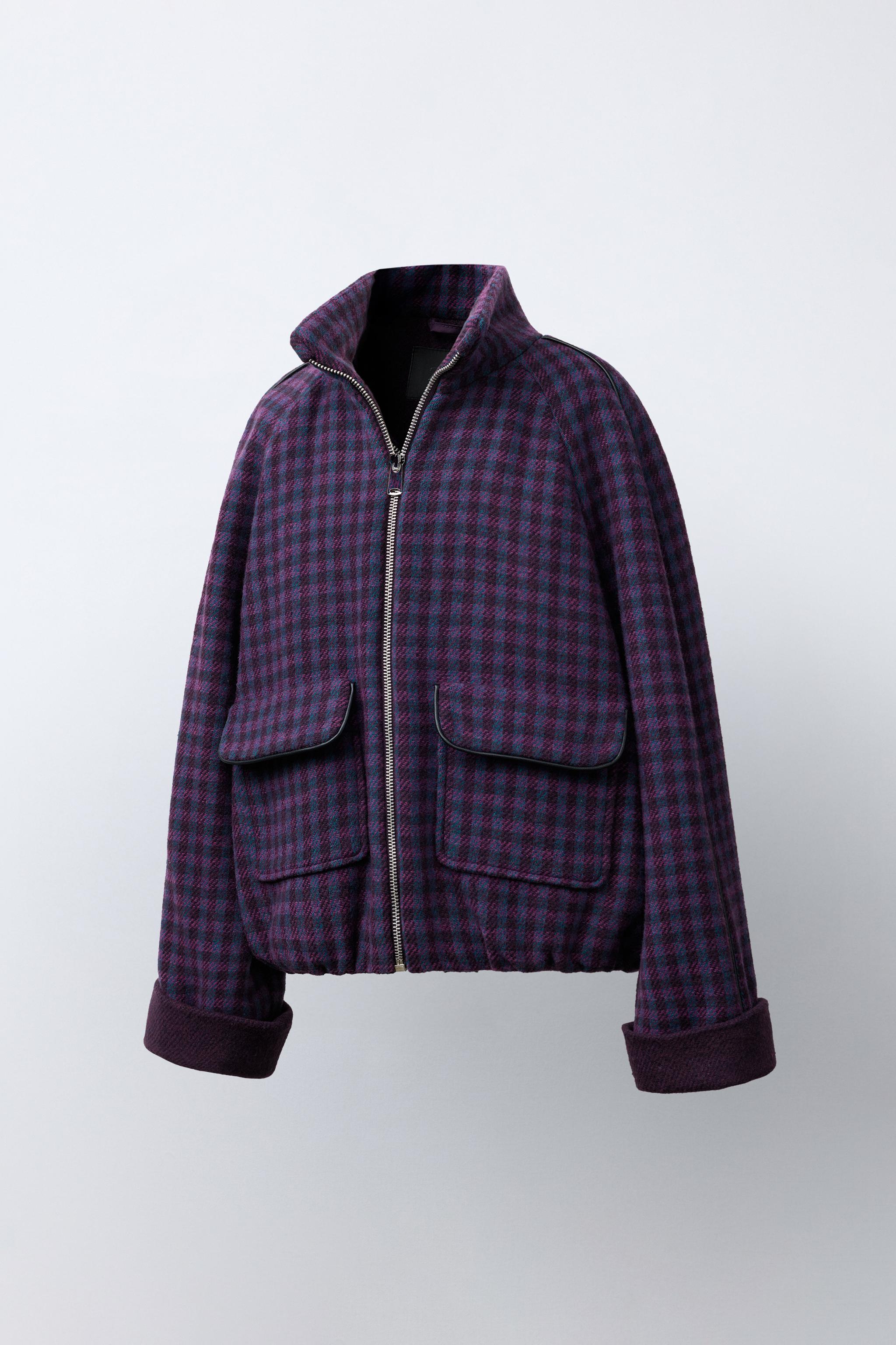 GINGHAM CHECK JACKET - Purple | ZARA United States