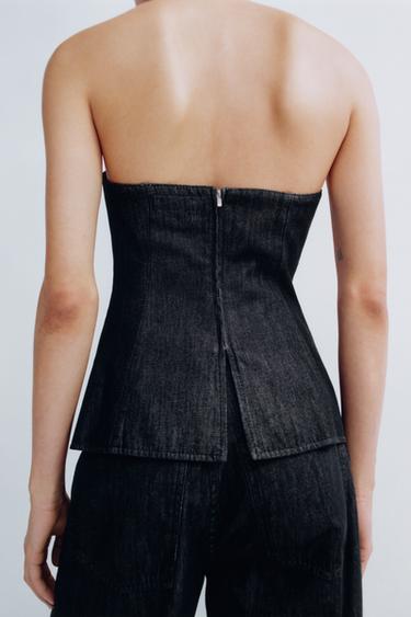 HAUT TUBE EN JEAN TRF - Gris anthracite de Zara - Image 3