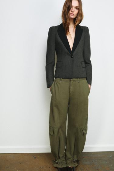 ZW COLLECTION COMBINED HERRINGBONE BLAZER - Dark grey by Zara