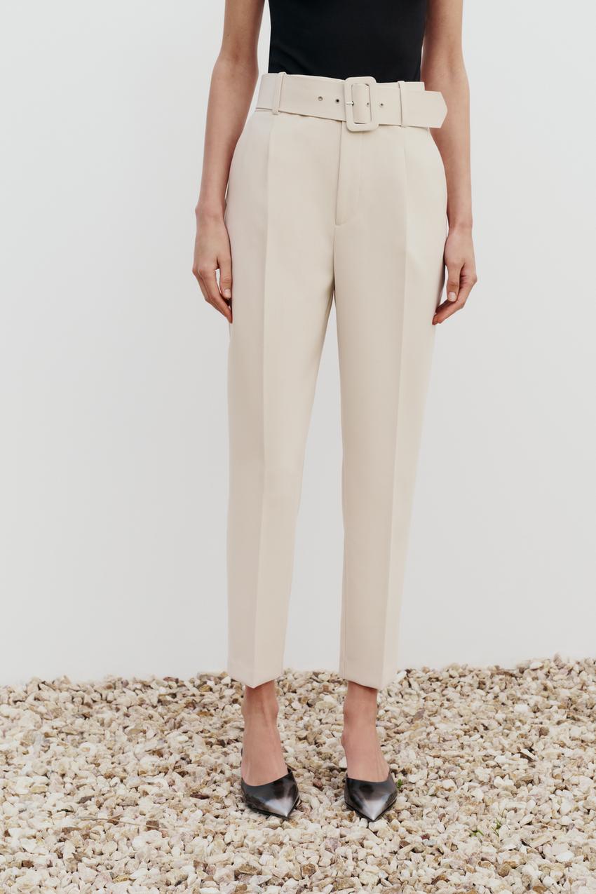 Zara high waisted belted pants  Belted pants, Fashion pants, Tops