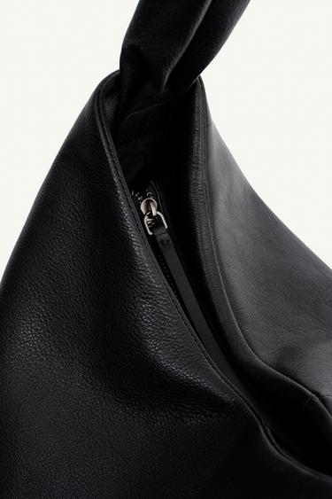 LEATHER SHOULDER BAG - Black by Zara - Image 4