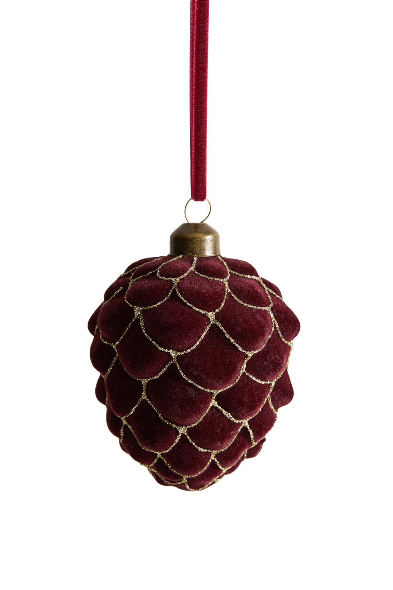 CHRISTMAS VELVET PINE CONE TREE ORNAMENT
