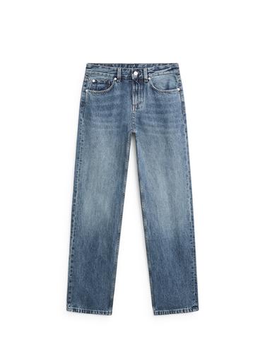 Zara Mid-rise straight-leg jeans - Mid-blue