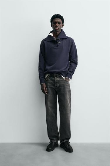 RELAXED FIT FIREMAN CLASP SWEATSHIRT - Navy blue by Zara - Image 0