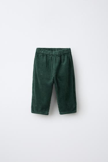 CORDUROY BAGGY TROUSERS - Mid-green by Zara