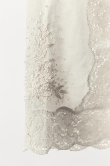 EMBROIDERED BEADED SHORTS - Oyster-white by Zara - Image 5