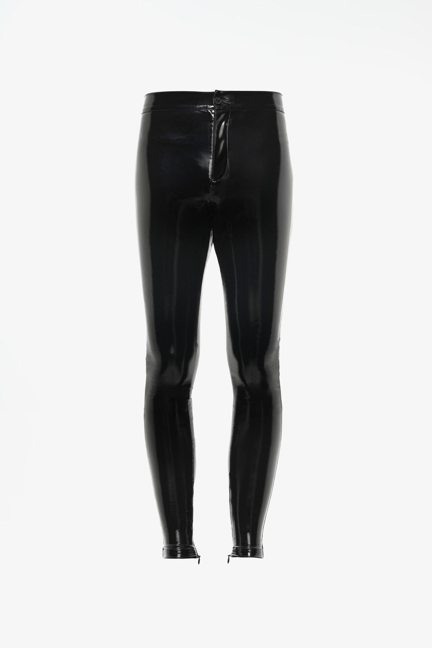 Мужские брюки Zara Limited Edition Vinyl Skinny Fit, цвет: Чёрный — фото 3