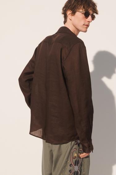 CHEMISE POLO RELAXED FIT RAMIE - LYOCELL - Marron de Zara - Image 3