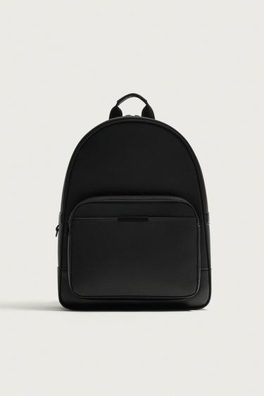 Zara TEXTURED BACKPACK - Black