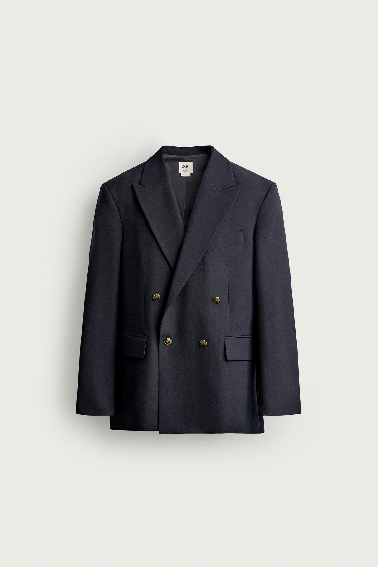 GOLD BUTTON DOUBLE BREASTED BLAZER — Navy blue