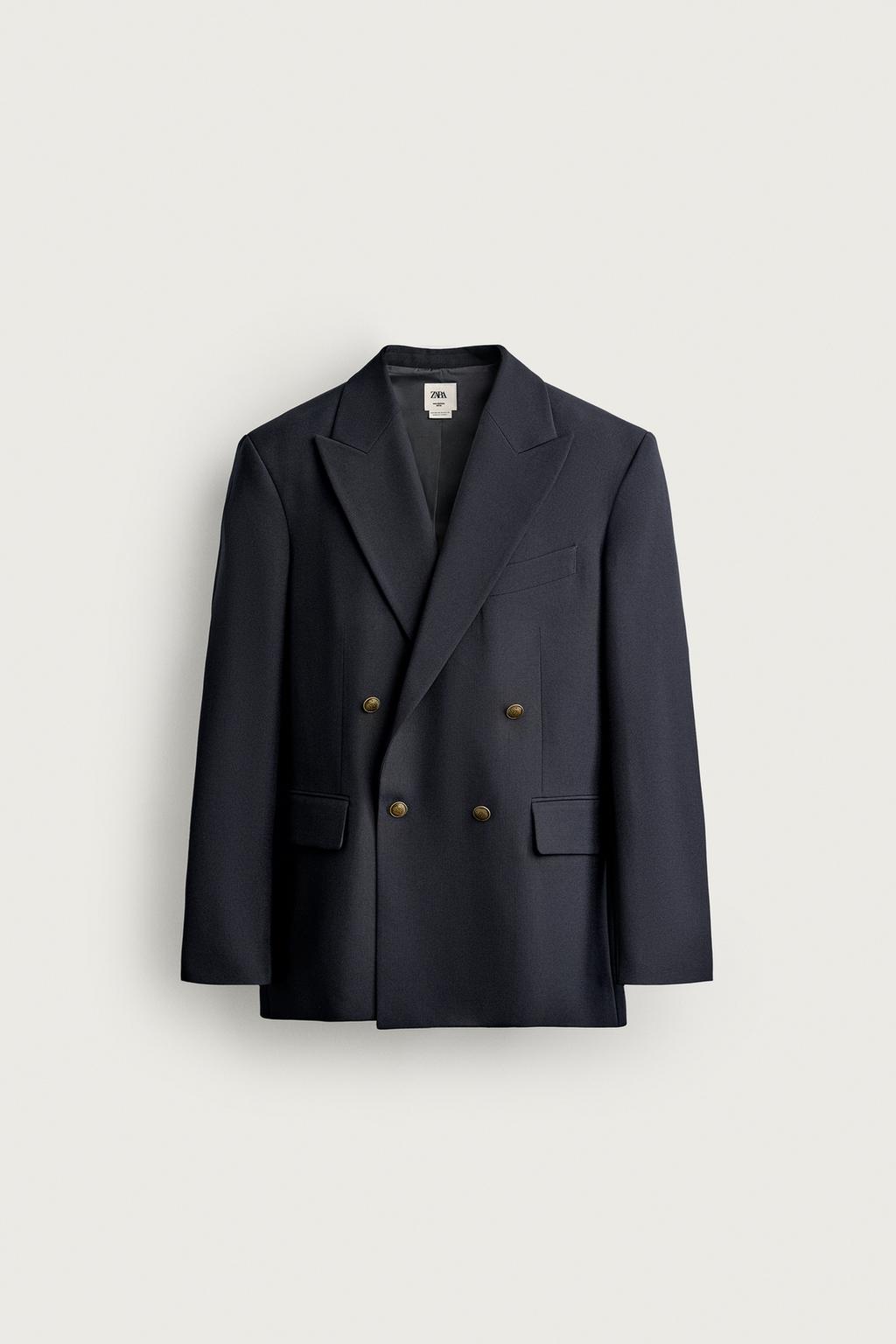DOUBLE-BREASTED GOLD BUTTON BLAZER