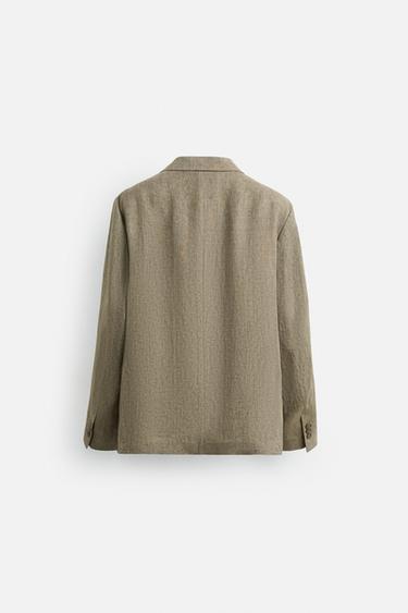 LIMITED EDITION 100% LINEN SUIT BLAZER - camel by Zara - Image 7