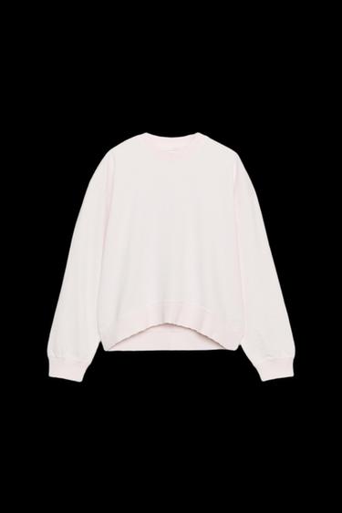 Zara WASHED EFFECT SWEATSHIRT - Pastel pink