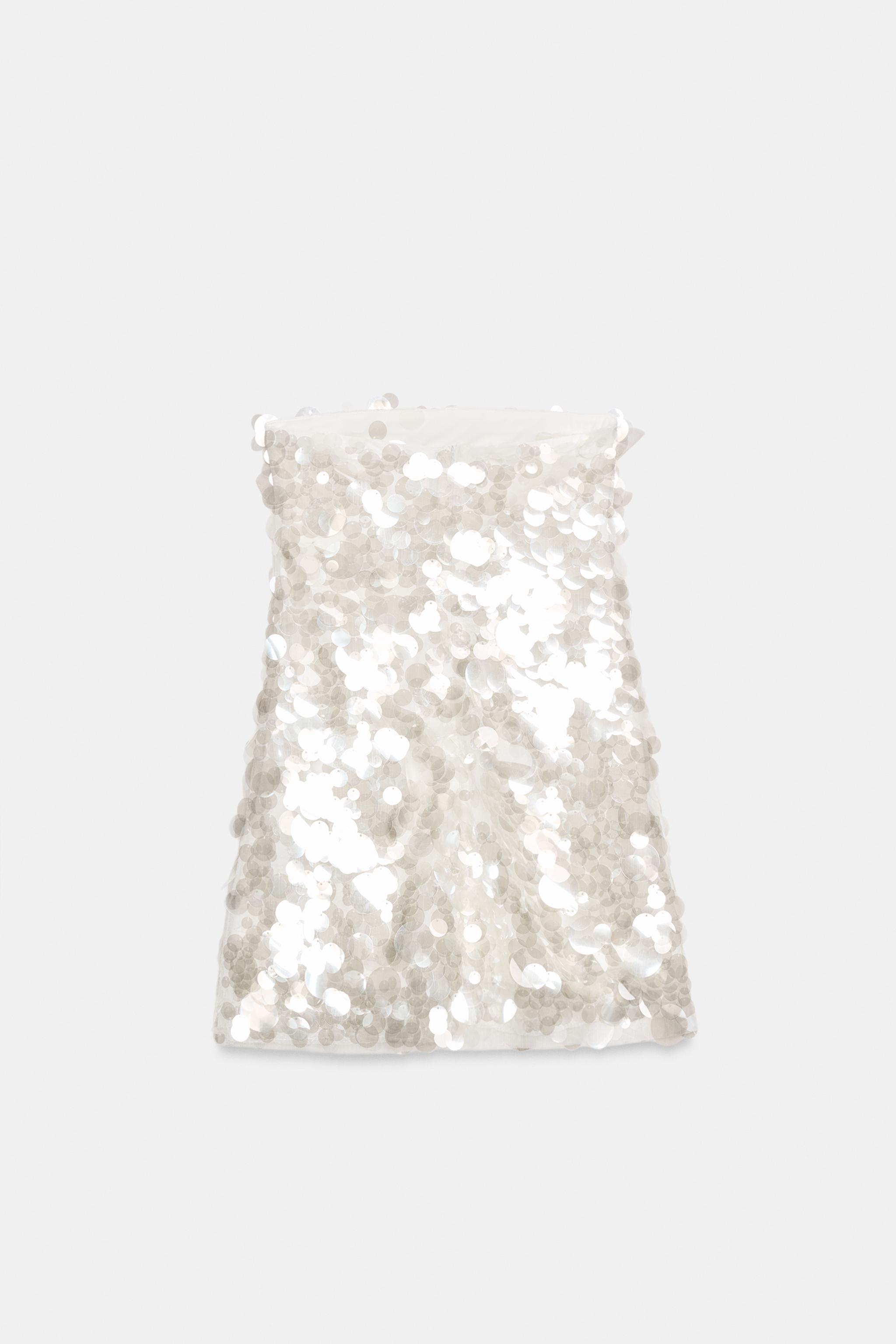 Женские платья Zara SEQUIN STRAPLESS MINI DRESS — фото 6