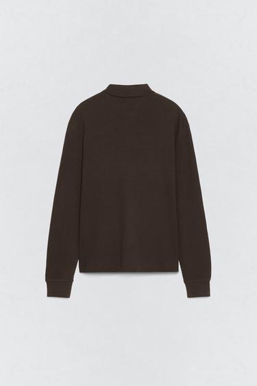 SOSHIOTSUKI x ZARA WAFFLE-KNIT TEXTURED POLO SHIRT - Brown by Zara - Image 4