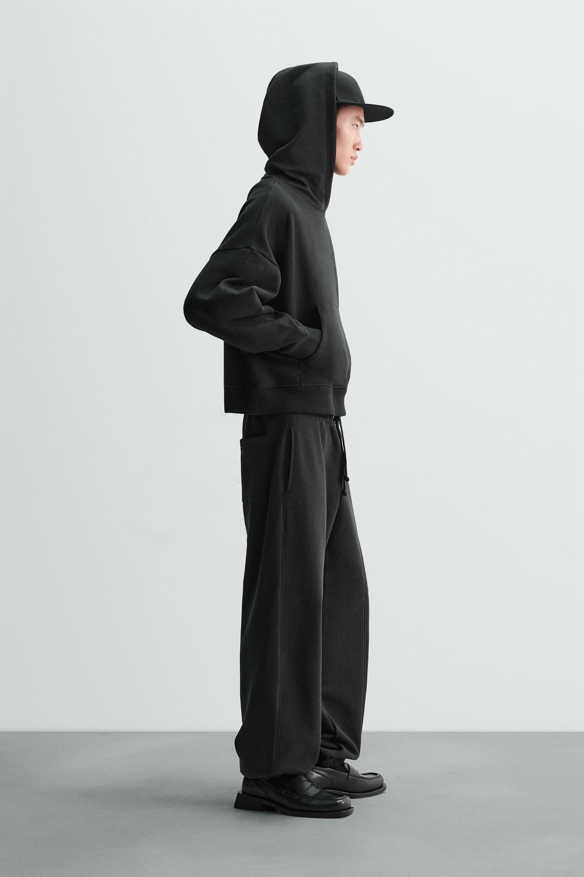 CROPPED FIT HOODIE Black ZARA South Africa - Main Image