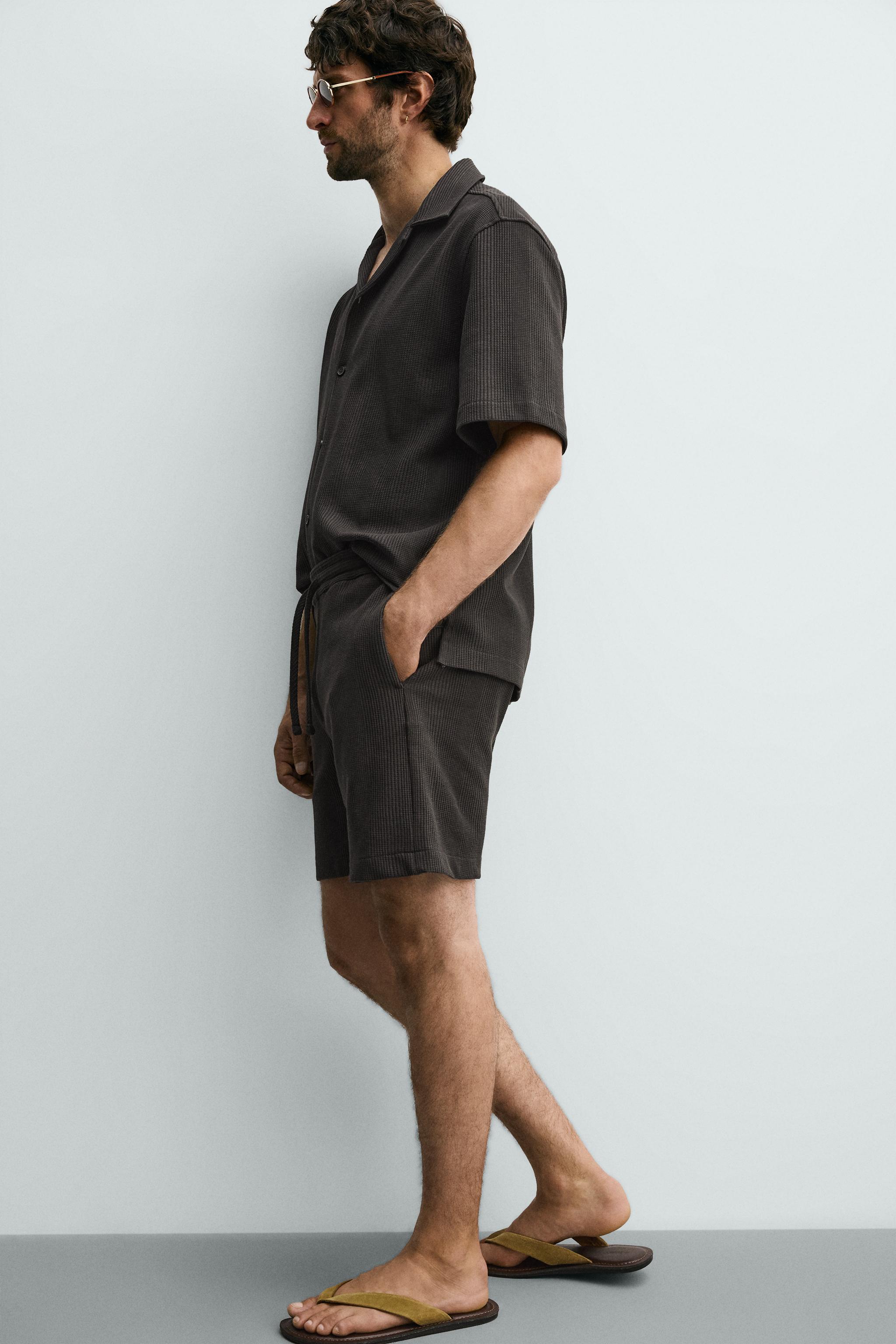 Zara DOKULU RELAXED FIT BERMUDA ŞORT görsel 6