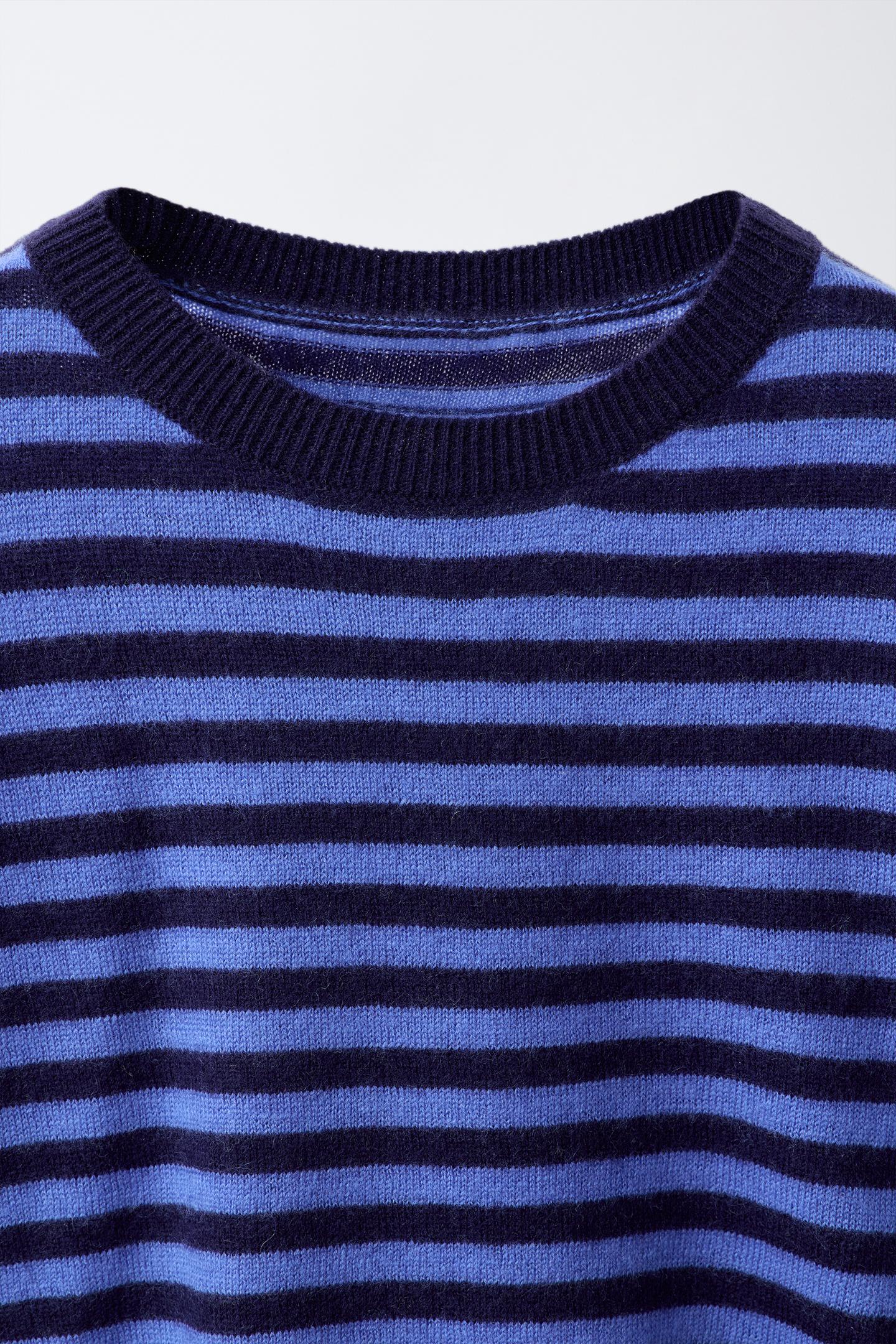 Детский свитер Zara 100% Wool Striped, цвет: Синий / Тёмно-синий — фото 4