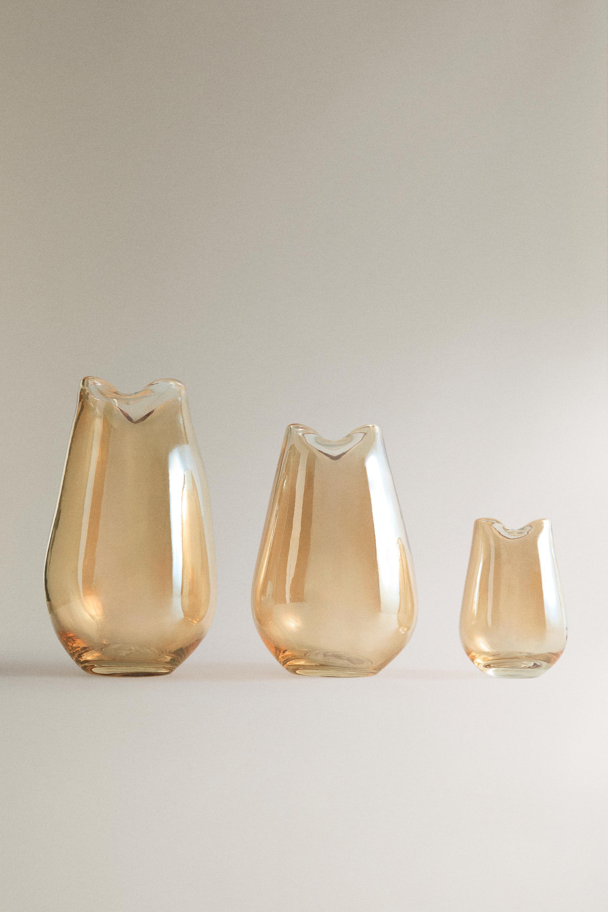 OVAL GLASS DECORATIVE VASE — Orange