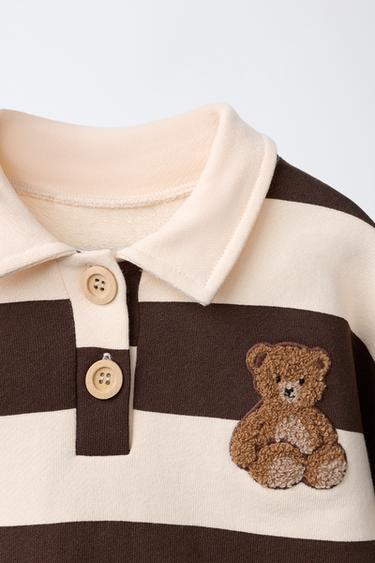 SWEAT POLO À RAYURES - Marron de Zara - Image 2