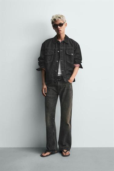 Zara 加大碼版型牛仔外套 - 黑色