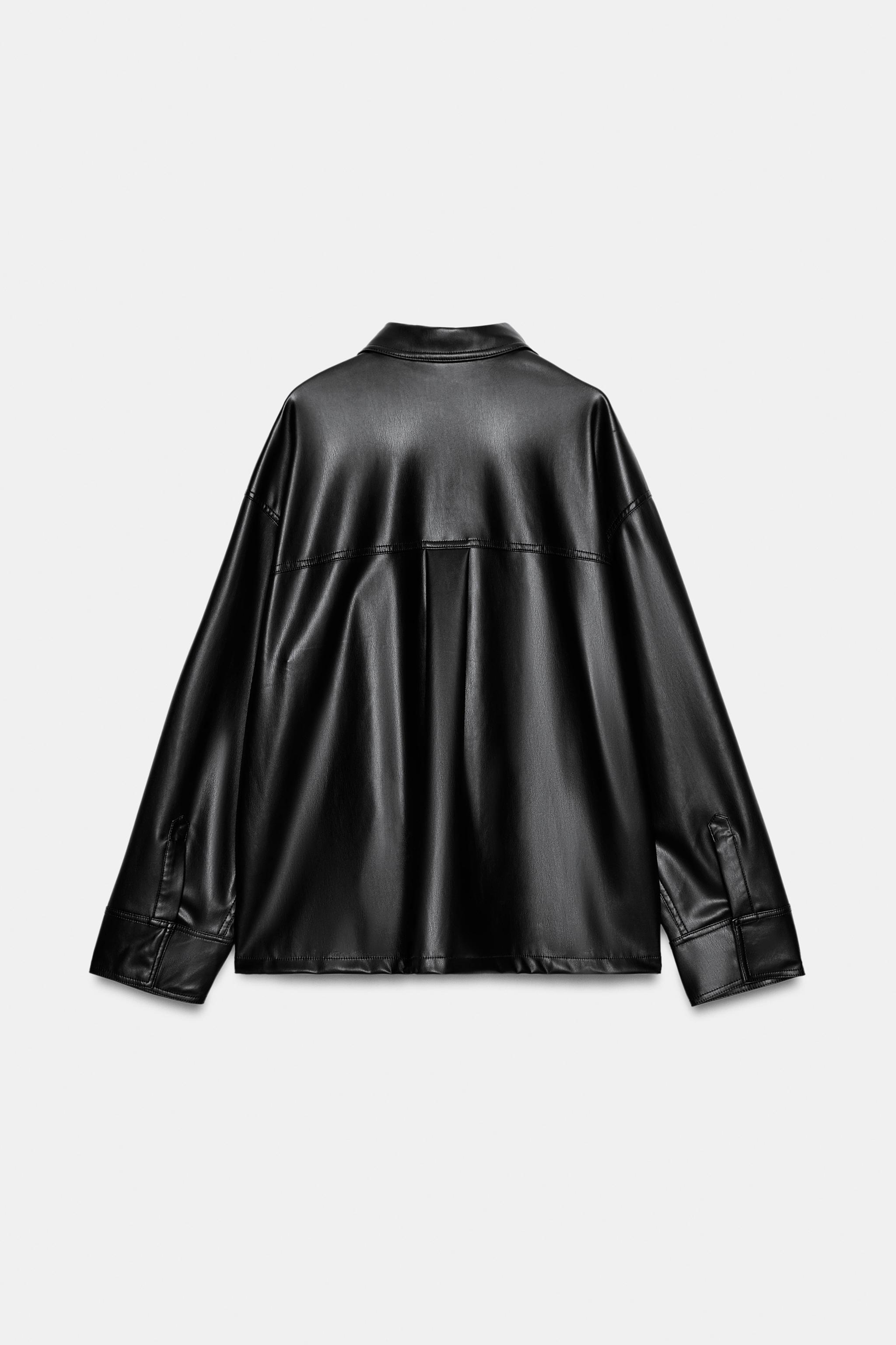 【CULLNI 24ss】Faux Leather Shirt Jacket ZW COLLECTION FAUX LEATHER SHIRT - Black | ZARA South Africa