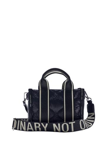 MINI NYLON TOTE BAG WITH SLOGAN DETAIL