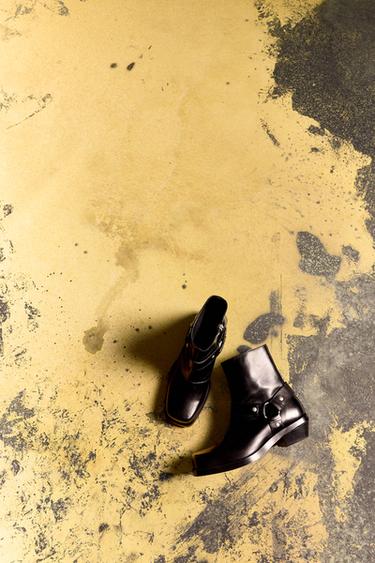 BOTA ARNÊS EM COURO - Preto da Zara