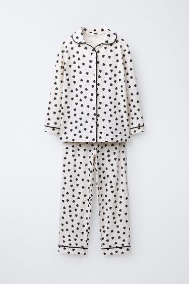 AGES 6-14 / HEART PYJAMAS - Black / Ecru by Zara