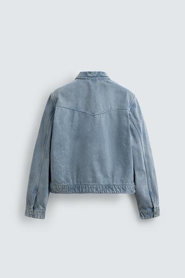 WASHED TEXTURED JACKET - Sky blue by Zara - Image 7
