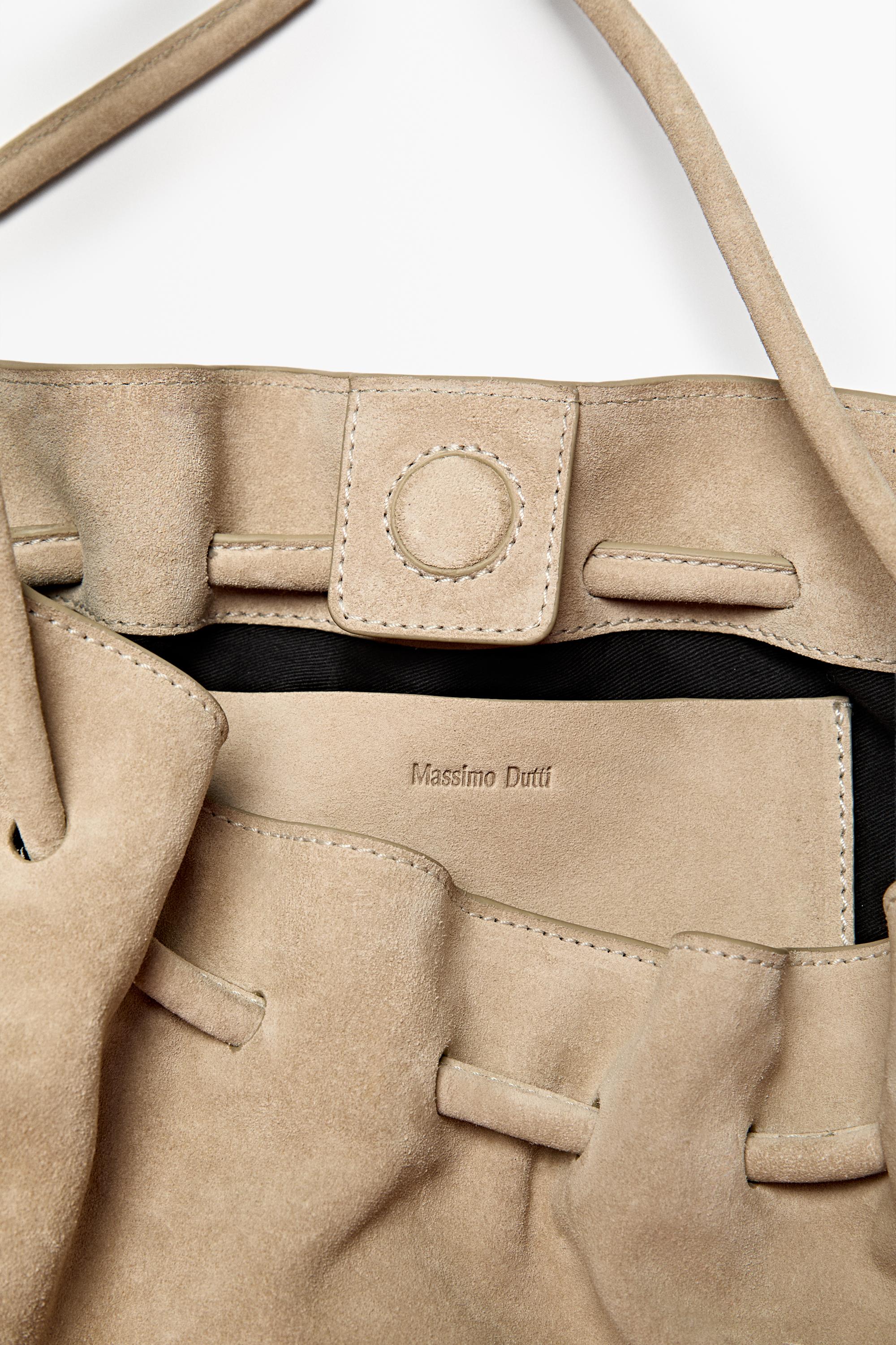 Ruched split suede leather bag
