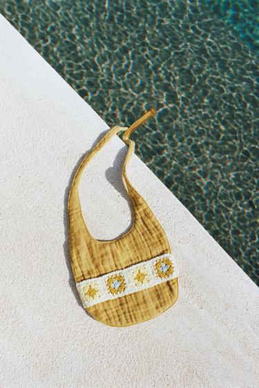 TEXTURED BIB WITH CROCHET DETAIL - Mustard by Zara