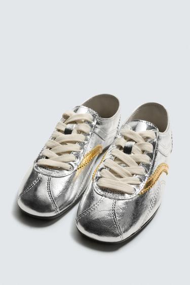 BASKETS EN CUIR MÉTALLISÉ HARRY LAMBERT FOR ZARA X DISNEY - Argent de Zara - Image 2