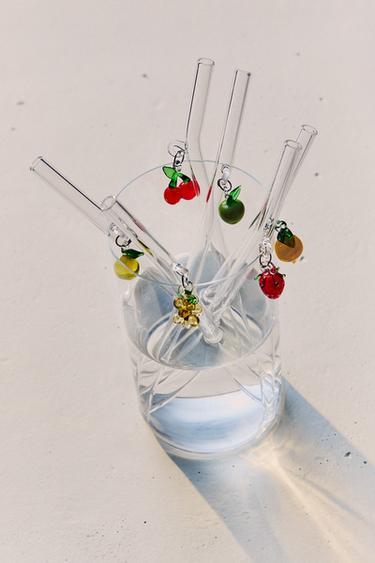 PACK OF FRUIT BOROSILICATE GLASS STRAWS (PACK OF 6) - Red by Zara - Image 5