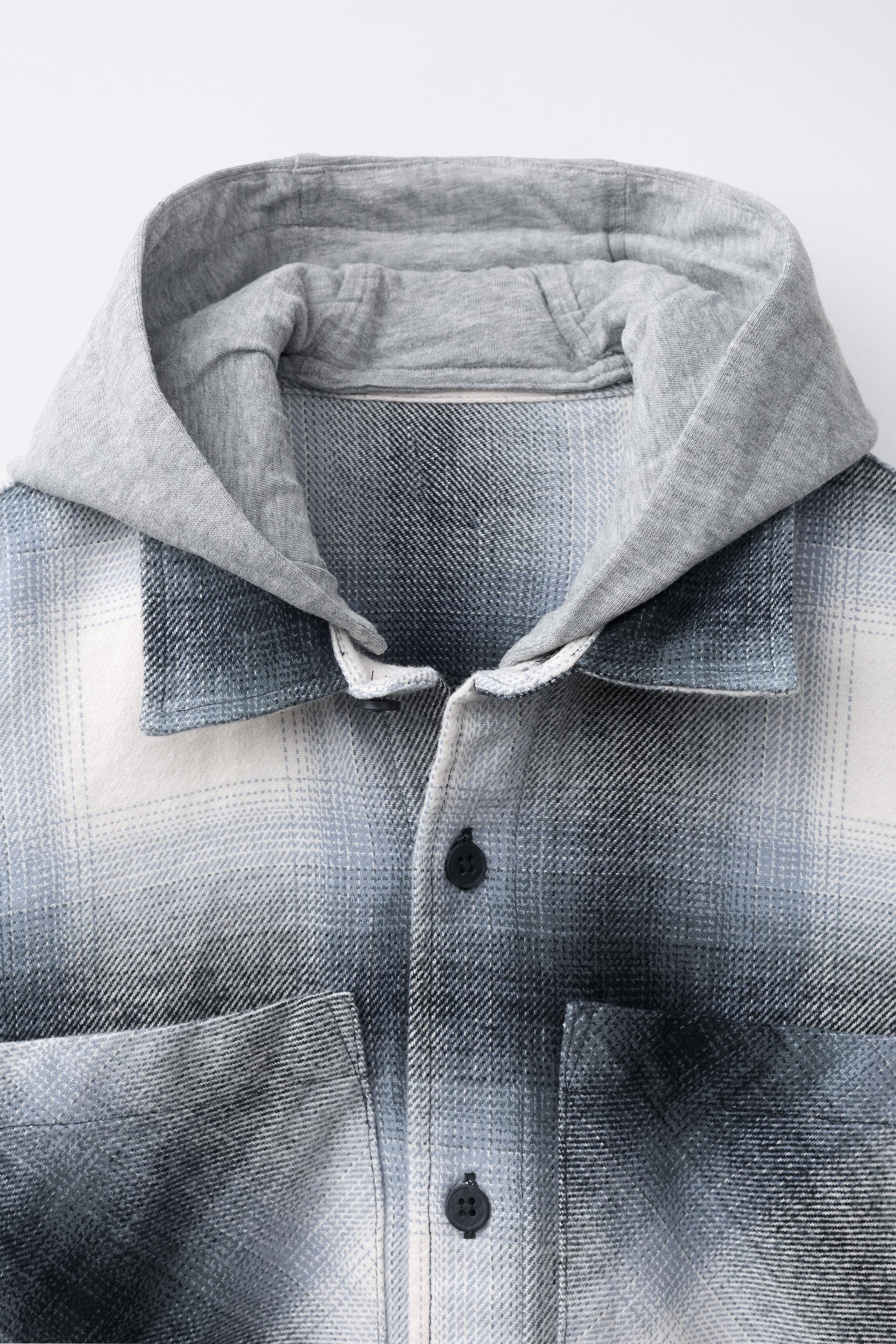 Детские рубашки Zara PLAID OVERSHIRT WITH DETACHABLE HOOD — фото 4