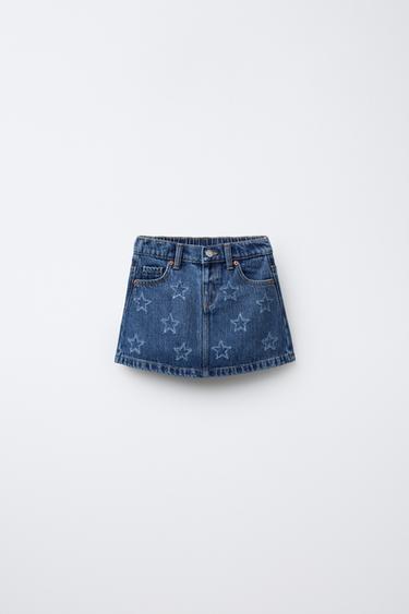 Zara STAR DENIM SKIRT - Blue - Image 0