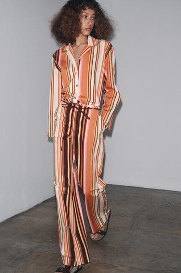 STRIPED FLARE TROUSERS ZW COLLECTION - Multicoloured by Zara - Image 3