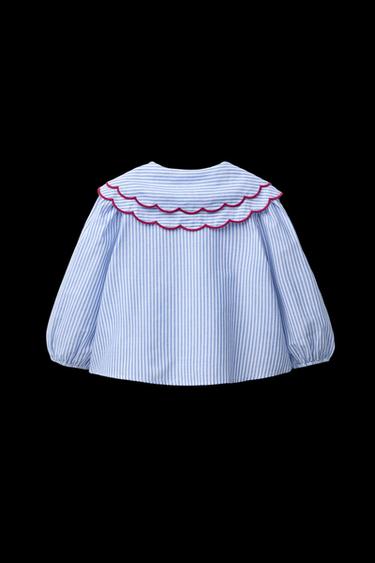 CAMISA RAYAS DOBLE CUELLO - Azul de Zara