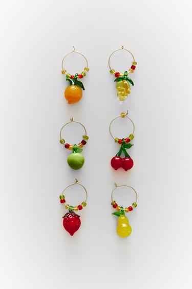 Zara PACK OF FRUIT GLASS CHARMS (PACK OF 6) - Red