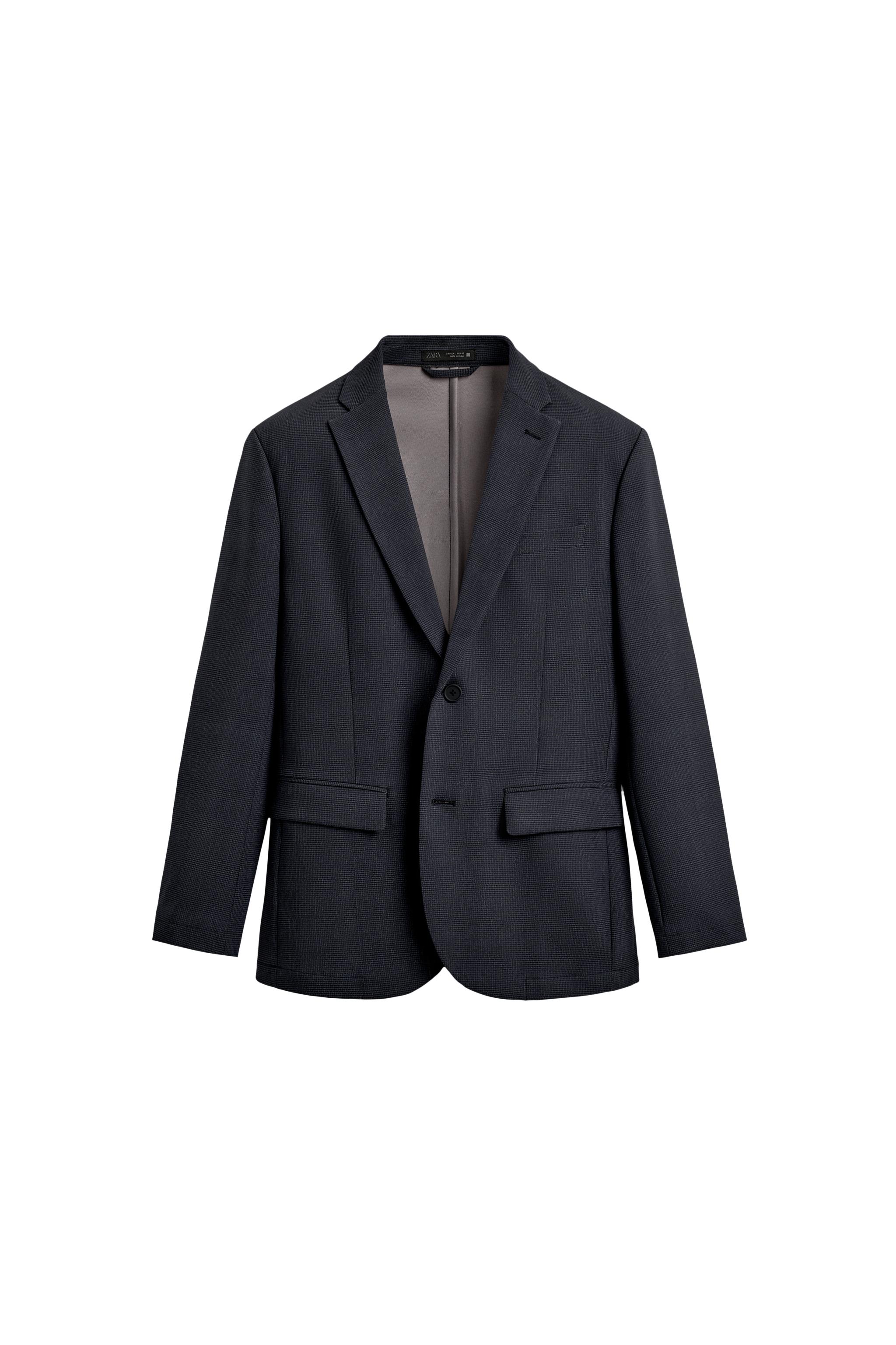 ウォッシャブル＆速乾性チェック柄スーツブレザー - ネイビーブルー