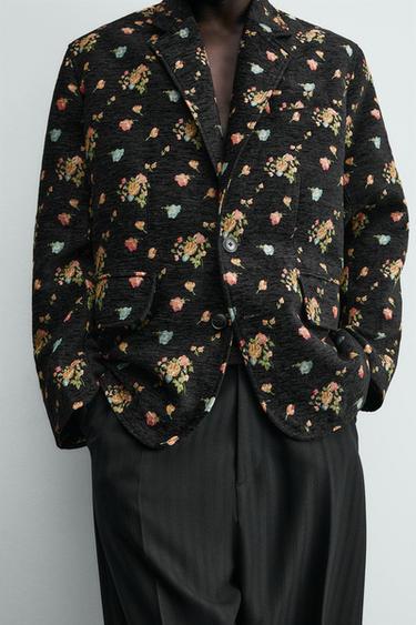 VESTE JACQUARD FLORAL - noir/jaune de Zara - Image 5