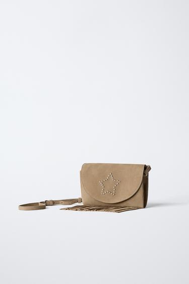 SAC EN CUIR À FRANGES - Marron de Zara - Image 1