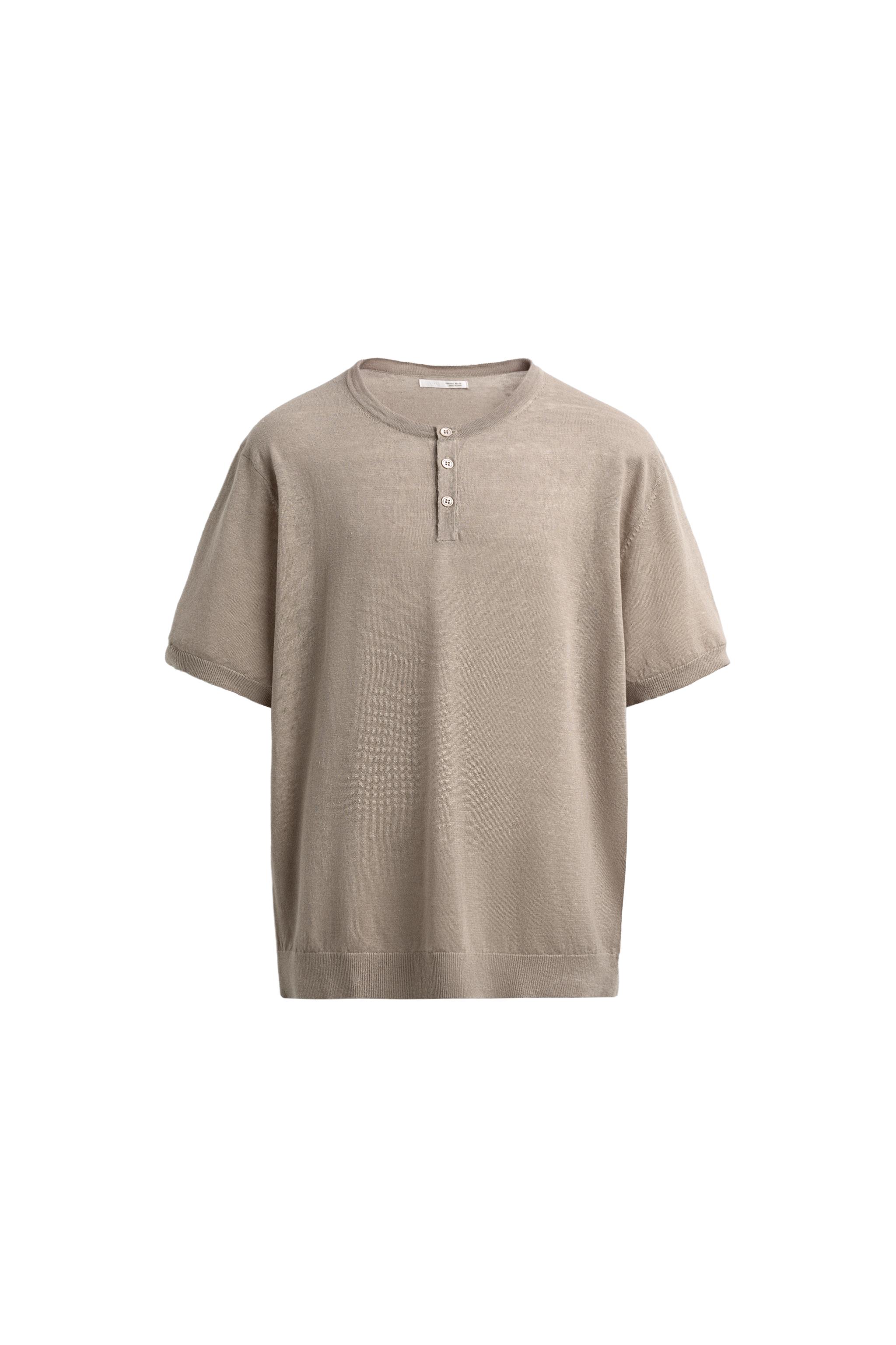 %100 KETEN ÖRGÜ DÜĞMELİ YAKA T-SHIRT