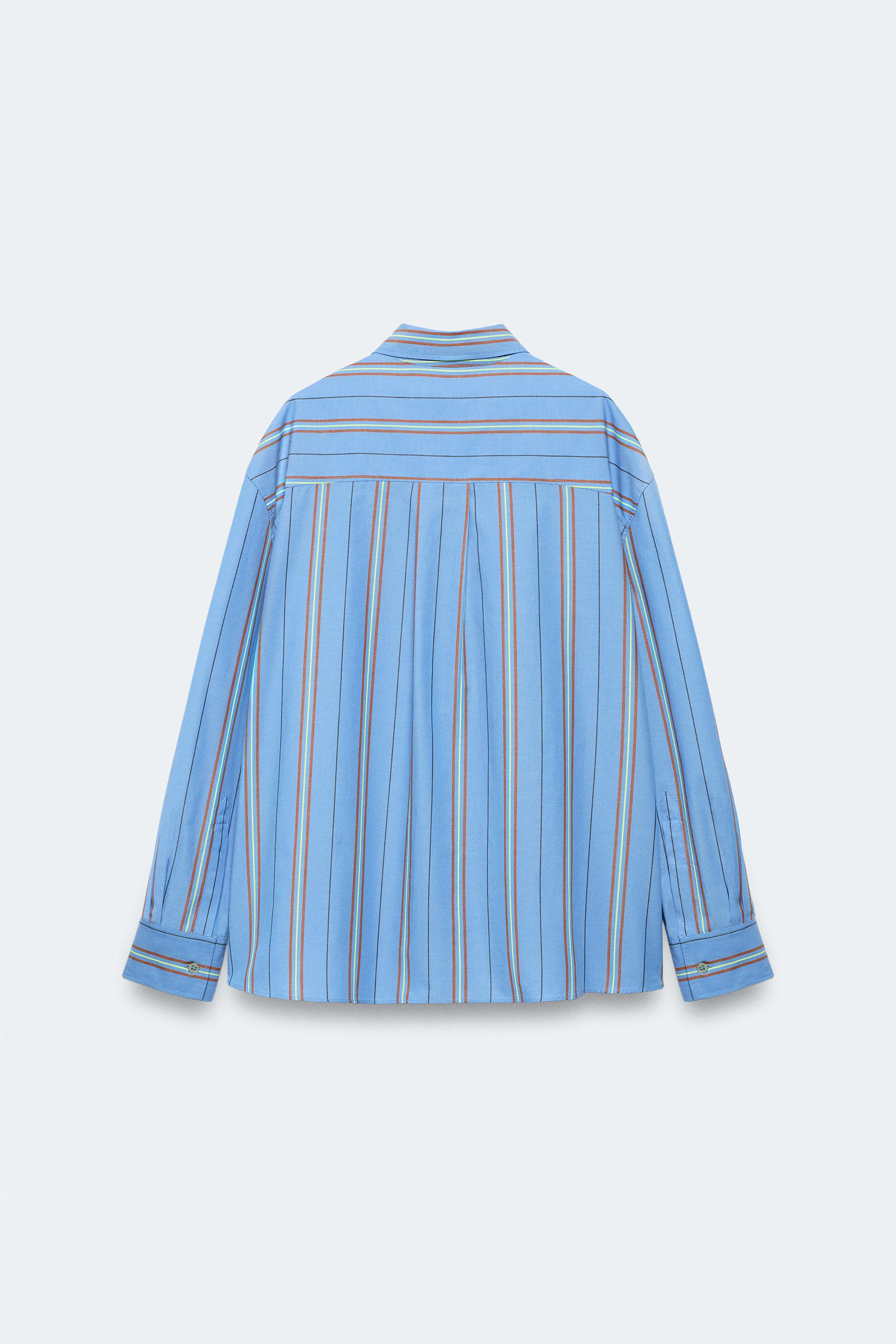 LIMITED EDITION OVERSIZED STRIPED SHIRT - Blue | ZARA United States